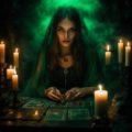 Девушка гадает на картах Таро