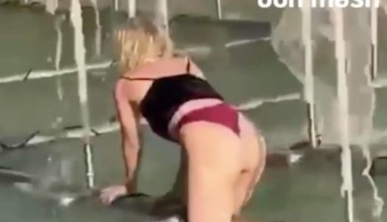 Полуголая россиянка устроила танцы в фонтане, требовала близости и попала на видео