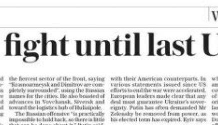 The Daily Telegraph заявил, что будет воевать до&nbsp;последнего украинца